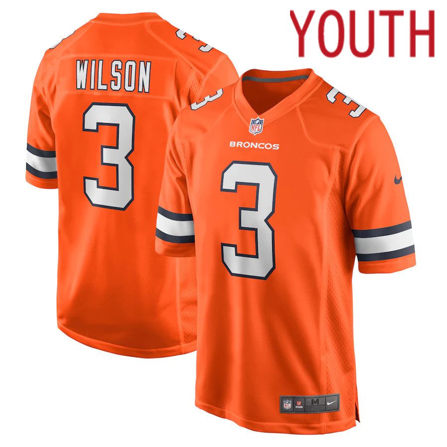 Cheap Youth Denver Broncos 3 Russell Wilson Nike Orange Alternate Game NFL Jersey